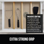 GORILLA GRIP powerGRIP Drawer Shelf and Cabinet Liner, Thick Strong Hold, Non-Adhesive Liners Protect Kitchen Cabinets and Cupboard, Bathroom Drawers, Easy Install, Breathable Mat, 12" x20', Beige