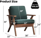 INZOY Mid-Century Modern Accent Chair Set of 2, Breathable Fabric Living Room Chair and Soft Thick Padded Armchair for Living Room Bedroom Reception with Removable Upholstered Cushions, Dark Green
