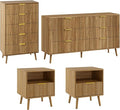 LYNSOM Fluted Dresser and Nightstand Sets 4 Piece, 1-Drawer Nightstands and 5/6 Drawers Dresser, Wood Bedroom Furniture Set for Home, Bedroom, Hallway, Natural Oak