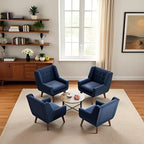 HUIMO Accent Chairs Set of 2,Upholstered Button-Tufted Linen Living Room Chairs,Mid Century Modern Armchair with Fabric,Comfy Arm Chairs for Club Living Room Reading Bedroom,Waiting Room Dark Blue