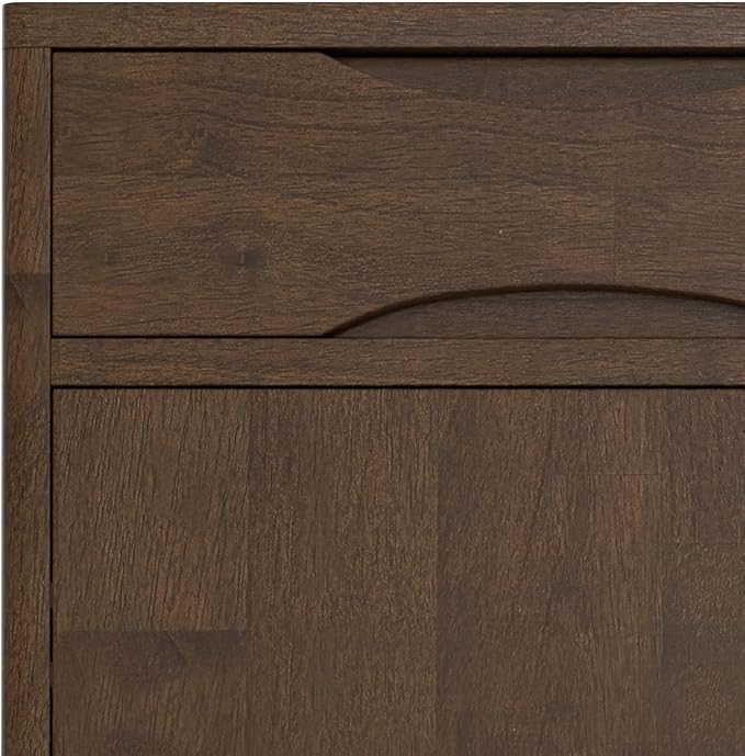 SIMPLIHOME Harper Solid Hardwood 40 inch Wide Mid Century Modern Entryway Storage Cabinet in Walnut Brown for The Living Room, Entryway and Family Room