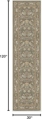 RUGGABLE x Morris & Co Machine Washable Runner Rug – Strawberry Thief Stone Gold 2.5x10, Stain-Resistant, Non-Slip – Washable Rug for Hallway, Entryway, Living Room & Kitchen–with Cushioned Pad