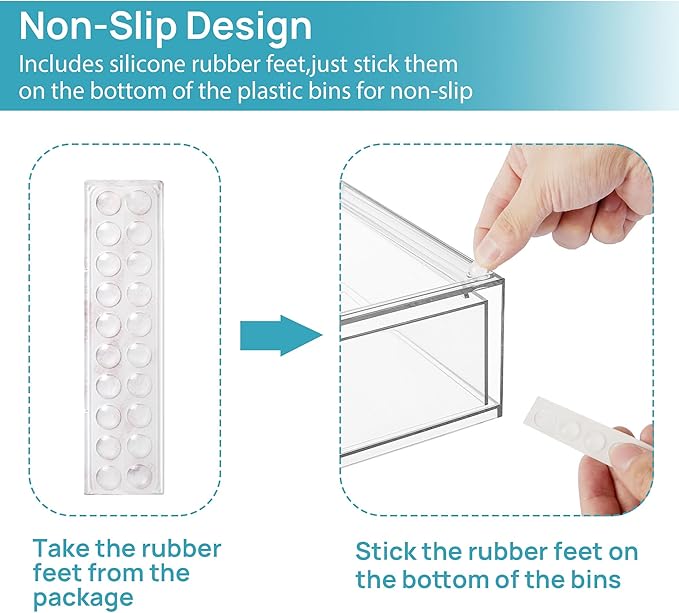 Vtopmart Stackable Storage Drawers Set of 8, Clear Plastic Organizer Bins for Bathroom Supplies,Ideal for Cabinet,Pantry,Laundry Room Organization