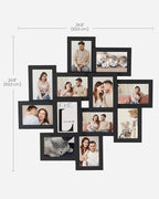 SONGMICS 4x6 Collage Picture Frames, 12-Pack Photo Collage Frame for Wall Decor, Glass Front, Assembly Required, Christmas Gift, Ink Black URPF22BK