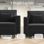 Vesgantti Sectional Couches with Storage Seats, 118" L Shaped Convertible Modular Sectional Sofa, 4 Seat & 2 Ottomans Velvet Storage Chaises Deep Seat Couch for Living Room, Bedroom, Apartment, Black