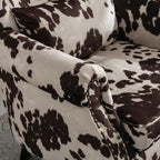 chairus Mid-Century Modern Accent Chair with Ottoman, Comfy Velvet Single Sofa Chair Button Tufted Wingback Armchair with Pillow for Living Room/Bedroom/Club - Cow