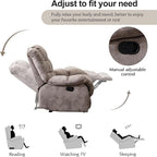 CANMOV Manual Recliner Chair, Single Reclining Sofa with Overstuffed Backrest and Armrest for Living Room, Bedroom Furniture, Light Brown