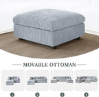 Modular Sectional Couches for Living Room, Comfy Cloud Couch Ottoman, Plush Deep Seat Sleeper Sofa with Removable Cover, Gray