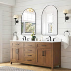 ANDY STAR Arched Mirror, 24" x 38" Black Bathroom Mirror in Stainless Steel Metal Frame, Arch Top Rounded Corner 1" Deep Set Design Wall Mount Hangs Vertical