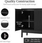Best Choice Products 2-Door Modern Storage Cabinet, Buffet, Sideboard, Media Cabinet, Cupboard, Entryway Accent Table, Bookcase w/Reeded Panels and Adjustable Shelves – Black