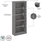 Bush Furniture Saratoga Executive Desk and Bookcase Set in Modern Gray