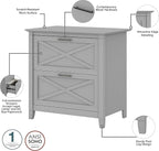 Bush Furniture Key West 54W Computer Desk with Storage and 2 Drawer Lateral File Cabinet in Cape Cod Gray
