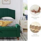 Velvet Queen Size Headboard, Upholstered Headboard Queen/Full Size Wall Mount and Bed Frame Mount, Featuring High-Density Sponge Padding Luxury Texture Easy Assembly Comfort Style-Jade
