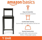 Amazon Basics Wooden Bar Stool with Backrest 24", Black, 1 Unit