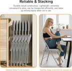 6 Pack Gray Folding Chairs with Padded Cushion for Outside, Portable Stackable Commercial Metal Foldable Chairs with Steel Frame for Party Home Events Office Wedding, 350lbs Capacity