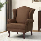 Accent Chair, High Back Upholstered Armchair with High Resilience Sponge & Wood Legs, Mid-Century Modern Comfy Single Sofa Reading Chairs for Living Room, Bedroom (Brown, Set of 2)