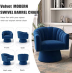 Swivel Accent Chair Set of 2, Upholstered Velvet 360° Swivel Barrel Chair for Living Room Overstuffed Bouncle Reading Chair Round Armchair for Bedroom,Vanity,Office (Navy)