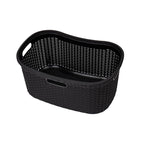 Mind Reader 40L Laundry Basket, Clothes Hamper, Premium Wicker Design, Plastic, Set of 2, Black