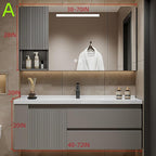 44IN Suspended Bathroom Cabinet Combo Set - Fully Functional LED Mirror with Smart Defogging & Time Display | Bathroom Vanity with Sink,Side Cabinet Storage Compartment (Style A)