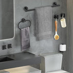Black Bathroom Accessories Set, 7 Pieces Black Towel Bar Bathroom Hardware Set, 31.5 Inch Towel Racks for Bathroom, SUS304 Stainless Steel Bathroom Towel Holder Toilet Paper Holder Wall Mounted
