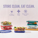Ello Duraglass Refresh 3.4 Cup Meal Prep Sets 10Pc, 5 Pack Set- Glass Food Storage Container with Silicone Boot and Airtight BPA-Free Plastic Lids, Dishwasher, Microwave and Freezer Safe,Everest