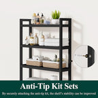Smiry Over The Toilet Storage Cabinet, 4-Tier Bamboo Bathroom Organizers with Adjustable Shelf & 4 Hooks, Space Saving Shelf Rack for Bathrooms, Laundry Room, Balcony, Black