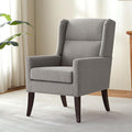 High Back Living Room Chairs, Fabric Accent Chair, Comfy Upholstered Armchair with Wooden Legs for Living Room, Bedroom, Apartment (1, Grey)