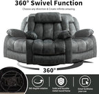 CANMOV Massage Swivel Rocker Recliner Chair with Heat and Vibration, 360 Degree Swivel Manual Recliners Antiskid Fabric Single Sofa Heavy Duty Reclining Chair for Living Room, Grey Green