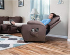 Flamaker Power Lift Recliner Chair Electric Lift Recliner for Elderly Power Lift Recliner Chair with Cup Holders Side Pockets for Living Room (Leather, Brown)