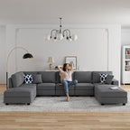 Legend Vansen Modular Sectional Sofa U Shaped Couch with Ottoman Modern Reversible Corner Sectional Couch for Living Room (Dark Grey, U Shaped Sofa-4)