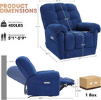 EONIX Power Rocker Recliner Chair, Lazy Boy Recliner Rocking Chair for Adults and Nursery, Electric Recliner Chair with Heat and Massage for Living Room, Bedroom, Study Room, Relaxation, Navy Blue