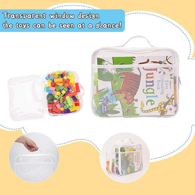 Large Kids Toy Storage Bag - Durable Waterproof Foldable Organizer, Portable Playroom Cleanup Solution for Toys, Books, Art Supplies (Eco-Friendly Material, White