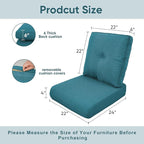 Patio Chair Cushions 4 Packs - Outside High Back Thick Water-Resistant Cushion 22x24 with Zipper Cover for Outdoor Glider Rocking Chairs Loveseat Couch – Peacock Green/Buckle