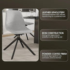 LeisureMod Markley Swivel Leather Dining Side Chair with Durable Iron Legs – Comfortable Accent Chair for Kitchen, Dining Room, or Office Set of 4