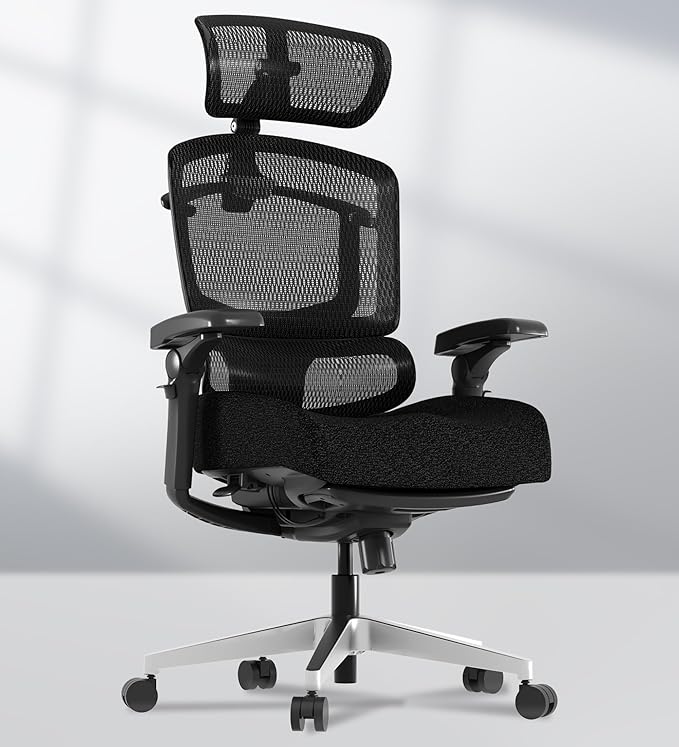 FLEXISPOT ErgoX-PRO Ergonomic Office Chair with Footrest Black – Cloudtech Cushion, 5D Lumbar, 7D Armrests, 4D Headrest, 551LBS Capacity – Office, Gaming, Home