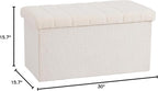 Seville Classics Cushioned Fabric Ottoman Hidden Storage Chest Footrest Chair, Padded Seat for Bedroom, Dorm, Loft, Living Room, Entryway, Hallway, White Boucle, 30" Bench