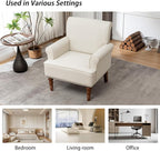 HOMEFLEX Accent Chair, Faux Leather Living Room Chairs with Nailhead Trim, Mid-Century Lounge Armchair with Solid Wood Legs, Comfy Reading Single Sofa for Bedroom, Waiting Room (White, 2 Chairs)