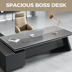Modern L Shape Executive Desk with Storage Drawers – Large Black Corner Executive Desk for Home Workspace, Spacious Computer Table with Cabinets (Black/Right, 79" L * 63" W * 30" H)