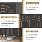 Accent Cabinet with Carving Lines, Modern Buffet Sideboard with Adjustable Shelves, Decorative Storage Cabinets for Bedroom Living Room Kitchen Office and Hallway (Black, 1)