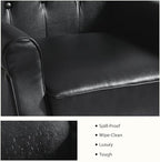Lumibee High Back Accent Chair,Upholstered Faux Leather Wingback Armchair with Solid Wood Legs for Small Spaces,Comfy Single Sofa Chair for Living Room,Bedroom,Office-Black