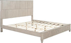 King Size Solid Wood Platform Bed Frame, Solid Wood Bed with 79.13" Headboard, Solid Wood Leg/No Box Spring Needed/Noise Free/Beige