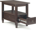 SIMPLIHOME Warm Shaker SOLID WOOD 14 inch Wide Rectangle Transitional Narrow Side Table in Tobacco Brown for the Living Room and Bedroom