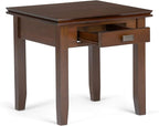 SIMPLIHOME Artisan SOLID WOOD 21 inch Wide Square Transitional End Side Table in Russet Brown for the Living Room and Bedroom