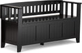 SIMPLIHOME Acadian Entryway Storage Bench - 48 inch Wide Solid Wood Hallway Seat in Black, Transitional Bench for Entryway or Living Room with Lift-Up Lid and Spacious Storage