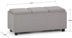 SIMPLIHOME Avalon 42 inch Wide Contemporary Rectangle Storage Ottoman in Cloud Grey Linen Look Fabric, Assembled, for the Living Room, Entryway and Family Room
