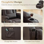 URRED Power Recliner Chair with Massage and Heat for Adults, Electric Reclining Sofa Home Theater Seating with Ambient Light, USB Ports, Cup Holders, Side Pockets, Pillow, Faux Leather, Brown