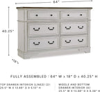 Signature Design by Ashley Blendon Traditional 6-Drawer Dresser with Safety Stop, White & Dark Brown