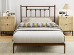 Metal Twin Size Headboard, Victorian Farmhouse Style Twin/Twin XL Headboard, Easy Assembly, Steel Headboard Only for Bedroom - Brown