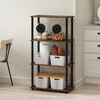 Furinno TURN-N-TUBE Storage Shelves, 4-Tier Toolless Book Shelf, Corner Shelf, Toolless Open Shelves, for Organization and Storage, Living Room, Garage, Home Office, Amber Pine