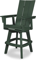 POLYWOOD® Modern Curveback Adirondack Swivel Bar Chair in Green